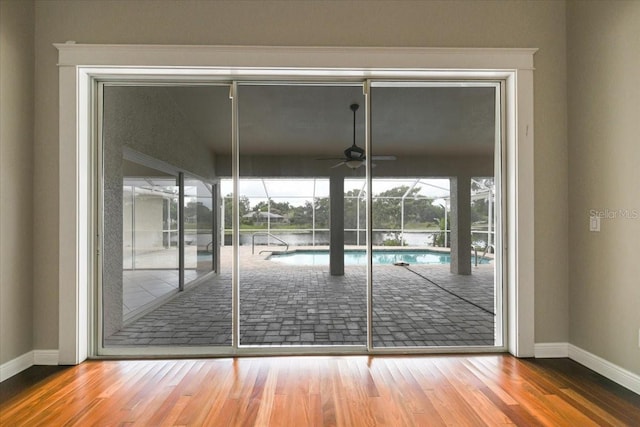816 Sandringham Ln, Lutz, FL 33549 - spare room with a ceiling fan and wood finished floors