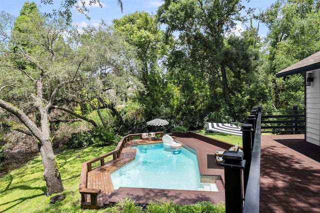 900 Oak Hollow Pl, Brandon, FL 33510 - outdoor pool featuring a deck and a yard