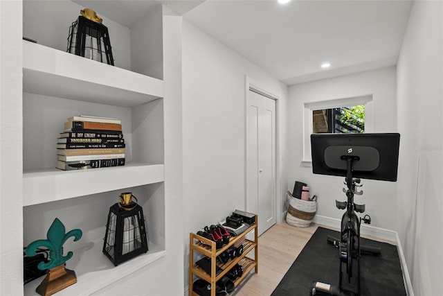 900 Oak Hollow Pl, Brandon, FL 33510 - exercise room featuring wood finished floors and recessed lighting