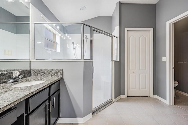 19351 Haskell Pl, Land O Lakes, FL 34638 - full bath with vanity, a stall shower, and tile patterned floors