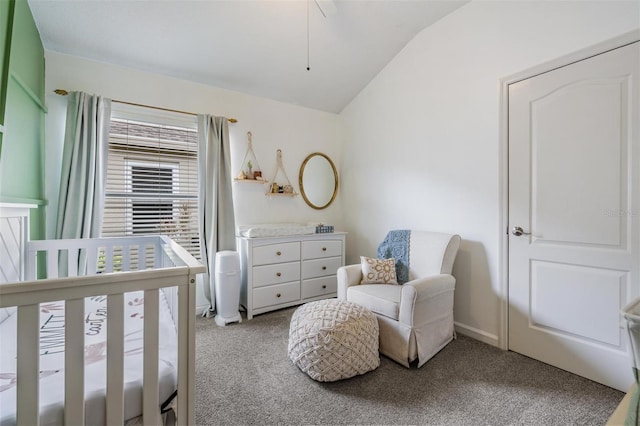19351 Haskell Pl, Land O Lakes, FL 34638 - carpeted bedroom with vaulted ceiling and a crib