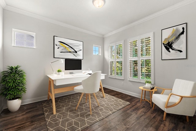 1304 Lorea Ln, Brandon, FL 33511 - home office with crown molding and wood finished floors