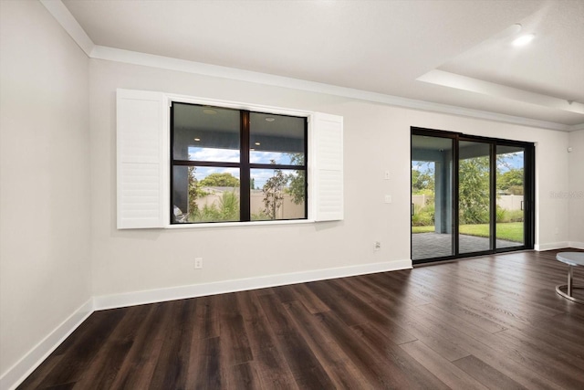 2516 Cobalt Shores Ln, Clearwater, FL 33761 - spare room featuring dark wood finished floors and ornamental molding