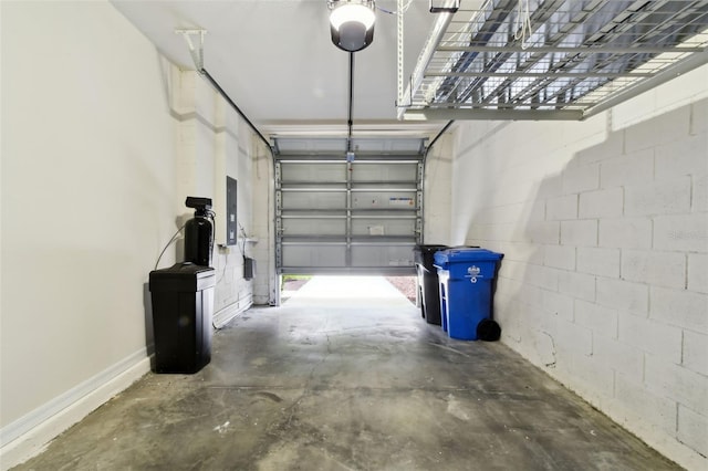 10409 Orchid Mist Ct, Riverview, FL 33578 - garage with a garage door opener, electric panel, and concrete block wall