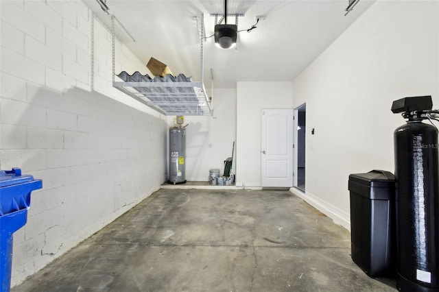 10409 Orchid Mist Ct, Riverview, FL 33578 - garage with electric water heater, a garage door opener, and concrete block wall