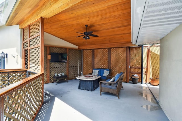 1020 Charles St, Clearwater, FL 33755 - view of patio with an outdoor fire pit and a ceiling fan