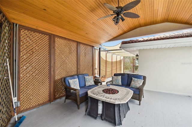 1020 Charles St, Clearwater, FL 33755 - view of patio with an outdoor living space with a fire pit and ceiling fan