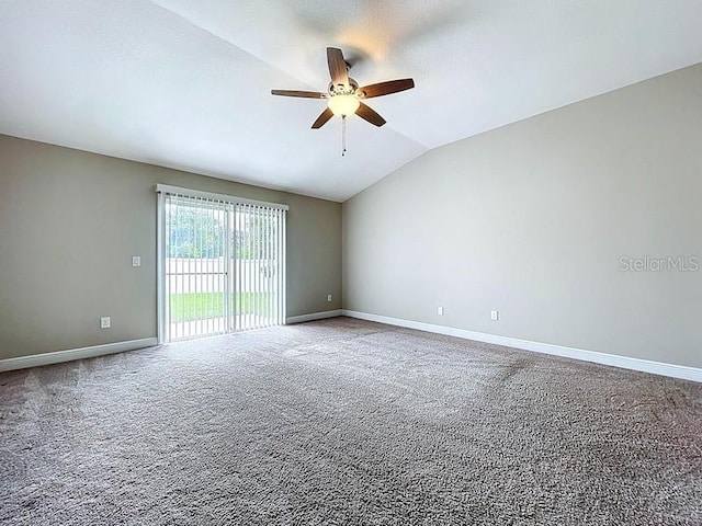 2049 Darlington Oak Dr, Seffner, FL 33584 - carpeted empty room featuring ceiling fan and vaulted ceiling