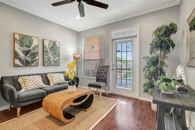 5000 Culbreath Key Way Unit 8-106, Tampa, FL 33611 - living room with ceiling fan, wood-type flooring, crown molding, and recessed lighting