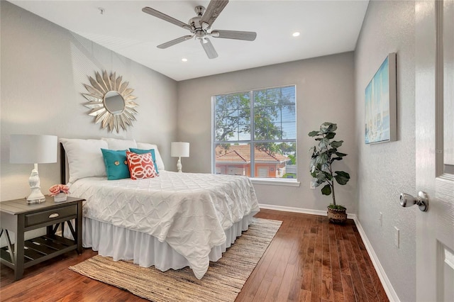 5000 Culbreath Key Way Unit 8-106, Tampa, FL 33611 - bedroom featuring wood finished floors, recessed lighting, and a ceiling fan