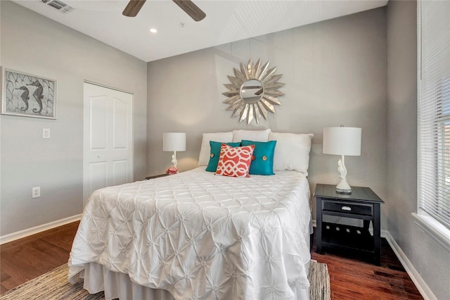 5000 Culbreath Key Way Unit 8-106, Tampa, FL 33611 - bedroom with wood finished floors, recessed lighting, and ceiling fan