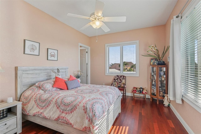 5521 Windward Way, New Port Richey, FL 34652 - bedroom with wood finished floors and a ceiling fan