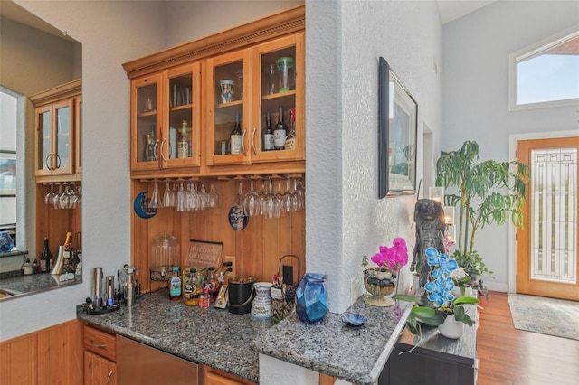 5521 Windward Way, New Port Richey, FL 34652 - indoor wet bar with wood finished floors and wood walls