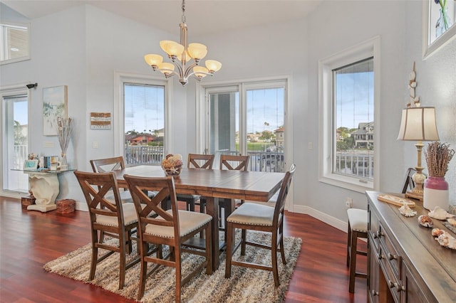5521 Windward Way, New Port Richey, FL 34652 - dining area with dark wood-type flooring and a chandelier