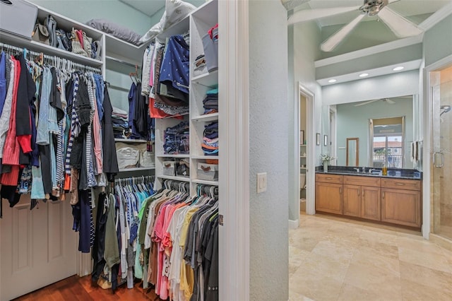 5521 Windward Way, New Port Richey, FL 34652 - spacious closet with ceiling fan and a sink