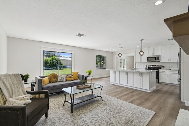 2004 Varner Cir, Winter Haven, FL 33884 - living area featuring recessed lighting, a textured ceiling, and light wood-style flooring