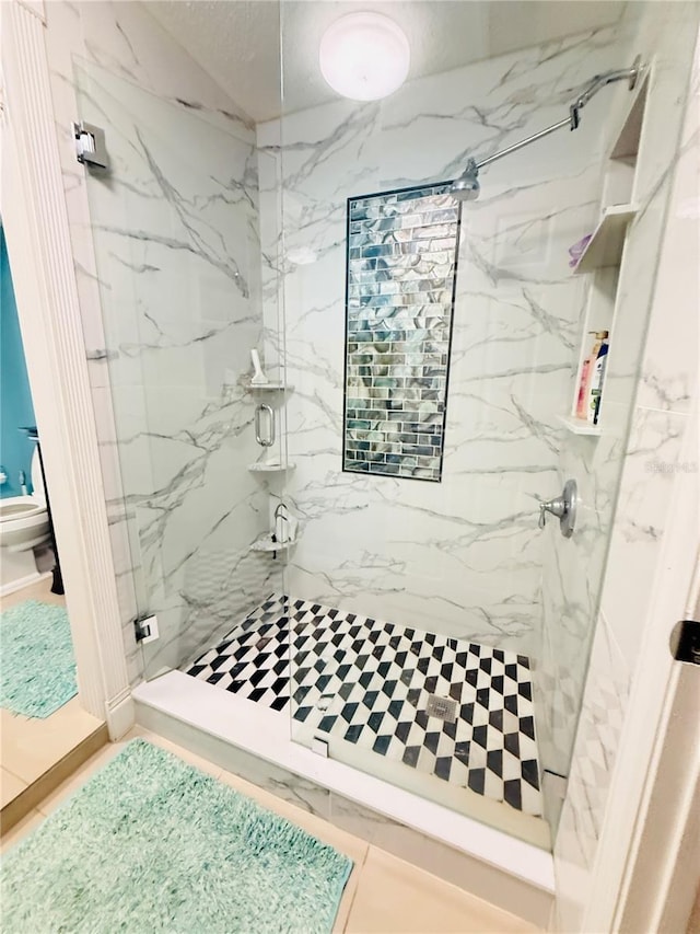4239 Cardoon Dr, New Port Richey, FL 34653 - full bathroom featuring a marble finish shower and toilet