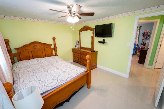 4239 Cardoon Dr, New Port Richey, FL 34653 - bedroom featuring a ceiling fan and light tile patterned floors