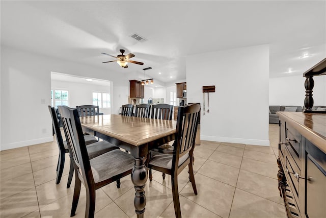 12402 84th Way, Largo, FL 33773 - dining space with ceiling fan, light tile patterned floors, and recessed lighting