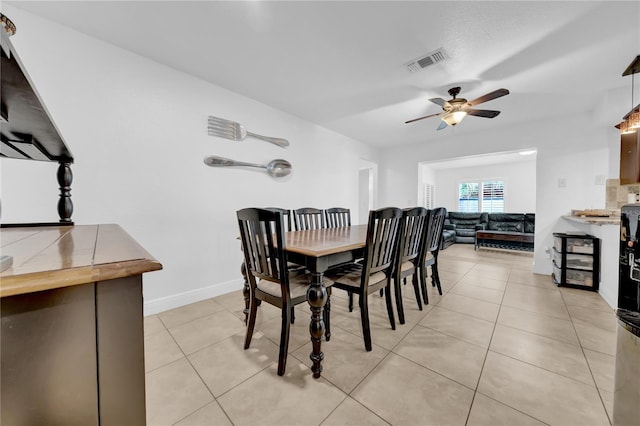12402 84th Way, Largo, FL 33773 - dining space featuring a ceiling fan and light tile patterned floors