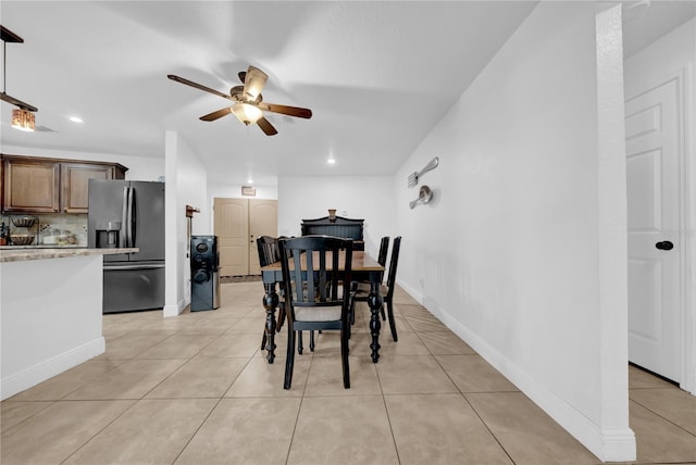 12402 84th Way, Largo, FL 33773 - dining room with a ceiling fan, recessed lighting, and light tile patterned floors