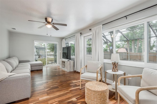 1762 Bayshore Blvd, Dunedin, FL 34698 - living room with ceiling fan and wood finished floors