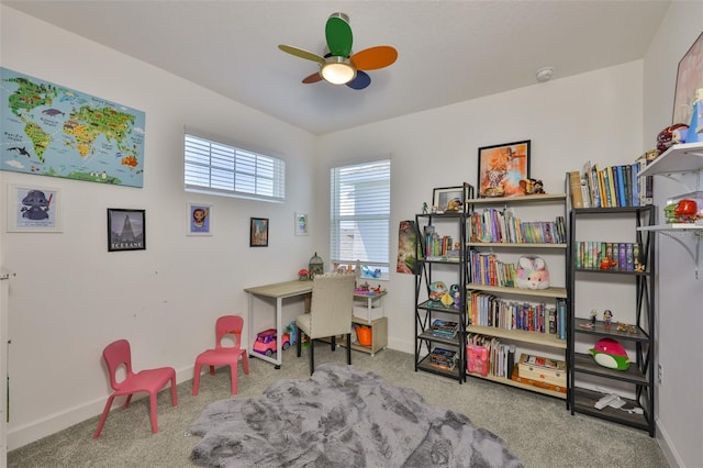 6215 Voyagers Pl, Apollo Beach, FL 33572 - office area featuring ceiling fan and carpet