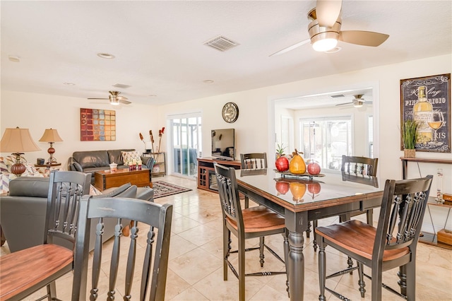 1954 Arvis Cir W, Clearwater, FL 33764 - dining area featuring a ceiling fan and light tile patterned flooring
