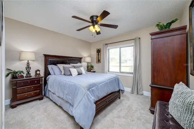 3539 Lake Padgett Dr, Land O Lakes, FL 34639 - bedroom with light colored carpet, a textured ceiling, and a ceiling fan