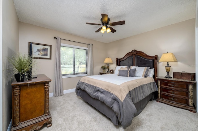 3539 Lake Padgett Dr, Land O Lakes, FL 34639 - bedroom featuring light colored carpet, a textured ceiling, and ceiling fan