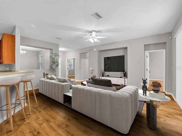 11212 Laurel Brook Ct, Riverview, FL 33569 - living room with wood finished floors and ceiling fan