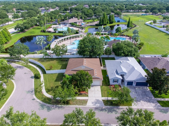 11212 Laurel Brook Ct, Riverview, FL 33569 - bird's eye view of a pool area and a nearby body of water