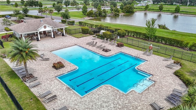 35428 Crescent Creek Dr, Zephyrhills, FL 33541 - community pool featuring a patio area and a water view