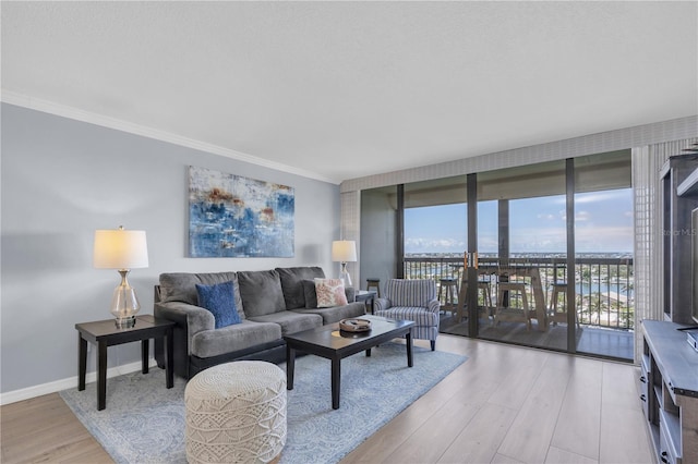 9495 Blind Pass Rd Unit 1103, St Pete Beach, FL 33706 - living area with wood finished floors and crown molding