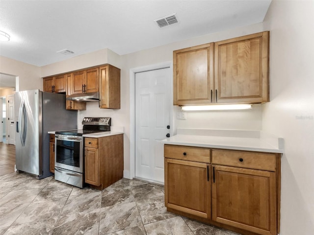 1024 San Marco Dr, Largo, FL 33770 - kitchen with stainless steel appliances, under cabinet range hood, and light countertops