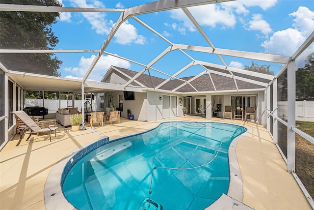 3509 Williston Loop, Land O Lakes, FL 34639 - swimming pool featuring an outdoor hangout area, a patio area, and a lanai