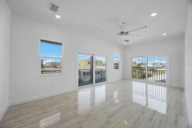 18077 3rd St E, Redington Shores, FL 33708 - spare room featuring a ceiling fan, recessed lighting, and light wood finished floors