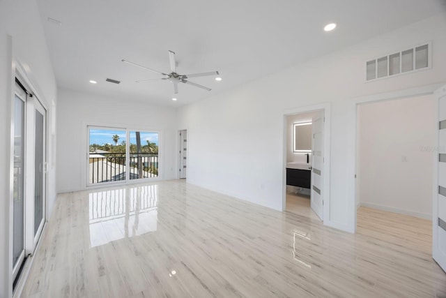 18077 3rd St E, Redington Shores, FL 33708 - empty room with ceiling fan, light wood-style flooring, and recessed lighting