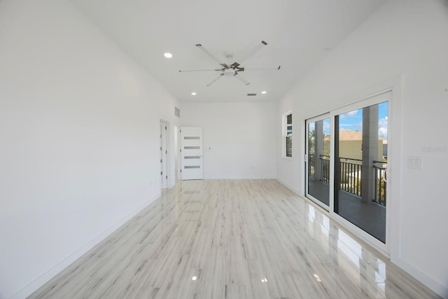 18077 3rd St E, Redington Shores, FL 33708 - empty room featuring recessed lighting, ceiling fan, and light wood finished floors