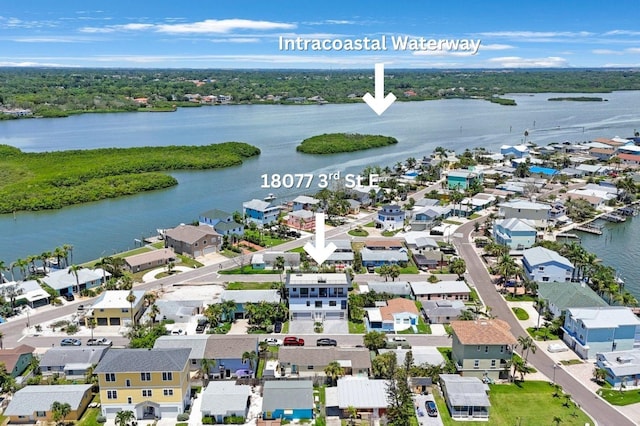 18077 3rd St E, Redington Shores, FL 33708 - aerial view of residential area featuring a large body of water