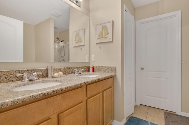 1037 Cypress Pointe Blvd, Davenport, FL 33896 - full bathroom featuring a shower, double vanity, and tile patterned flooring
