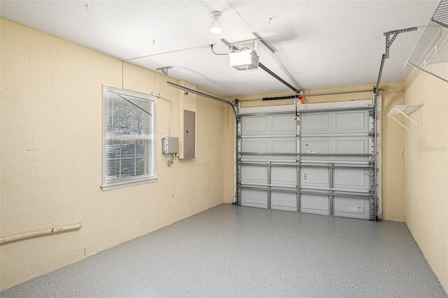 8118 Stone Path Way, Tampa, FL 33647 - garage featuring a garage door opener, concrete block wall, and electric panel