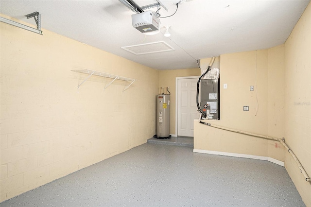 8118 Stone Path Way, Tampa, FL 33647 - garage with electric water heater, a garage door opener, and heating unit