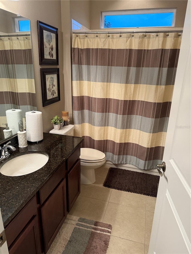 4432 Vermillion Sky Dr, Wesley Chapel, FL 33544 - bathroom featuring vanity, tile patterned floors, and a shower with curtain