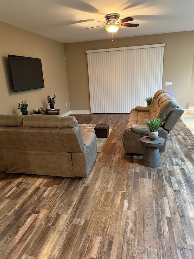 4432 Vermillion Sky Dr, Wesley Chapel, FL 33544 - living area with a ceiling fan and wood finished floors