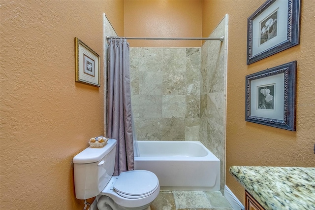 13425 San Rafael Dr, Largo, FL 33774 - full bath featuring a textured wall, shower / bath combo with shower curtain, and vanity