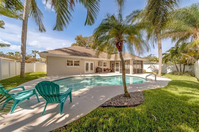 13425 San Rafael Dr, Largo, FL 33774 - view of pool with french doors, a patio, and a fenced backyard