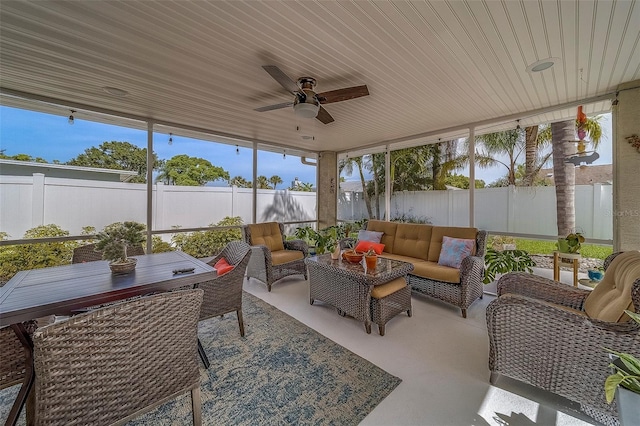 13425 San Rafael Dr, Largo, FL 33774 - sunroom / solarium with an outdoor hangout area and ceiling fan