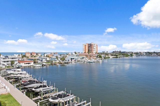 17735 Gulf Blvd Unit 502, Redington Shores, FL 33708 - water view with boat lift, a dock, and a marina