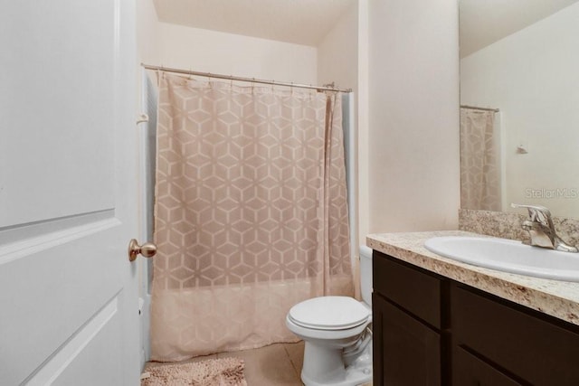 9826 Hound Chase Dr, Gibsonton, FL 33534 - full bathroom with vanity, tile patterned flooring, and shower / bathtub combination with curtain